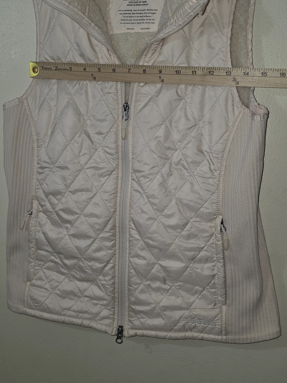 L.L. Bean Women's Quilted Sleeveless Vest in Cream - Picture 10 of 11